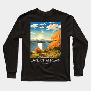 A Pop Art Travel Print of Lake Champlain - Vermont - US Long Sleeve T-Shirt